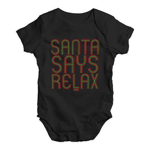 Babygrow Baby Romper Santa Says Relax Baby Unisex Baby Grow Bodysuit 0 - 3 Months Black