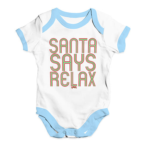 Funny Baby Bodysuits Santa Says Relax Baby Unisex Baby Grow Bodysuit 0 - 3 Months White Blue Trim
