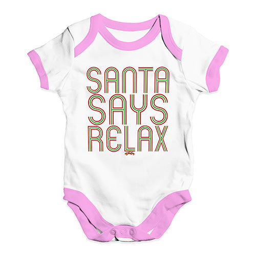 Baby Boy Clothes Santa Says Relax Baby Unisex Baby Grow Bodysuit 18 - 24 Months White Pink Trim