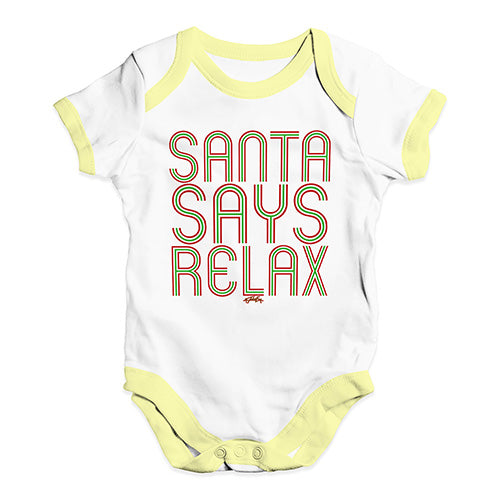 Funny Baby Clothes Santa Says Relax Baby Unisex Baby Grow Bodysuit 0 - 3 Months White Yellow Trim