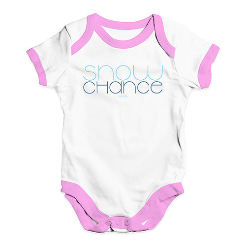 Funny Baby Clothes Snow Chance Baby Unisex Baby Grow Bodysuit 0 - 3 Months White Pink Trim