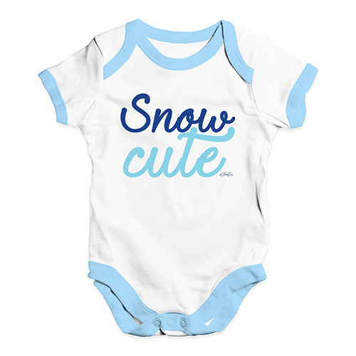 Bodysuit Baby Romper Snow Cute Baby Unisex Baby Grow Bodysuit 6 - 12 Months White Blue Trim
