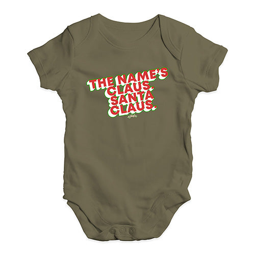 Funny Baby Bodysuits The Name's Claus Baby Unisex Baby Grow Bodysuit 3 - 6 Months Khaki