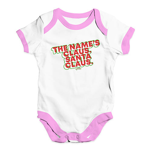 Baby Boy Clothes The Name's Claus Baby Unisex Baby Grow Bodysuit New Born White Pink Trim