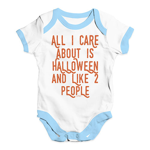 Bodysuit Baby Romper All I Care About Is Halloween Baby Unisex Baby Grow Bodysuit 0 - 3 Months White Blue Trim