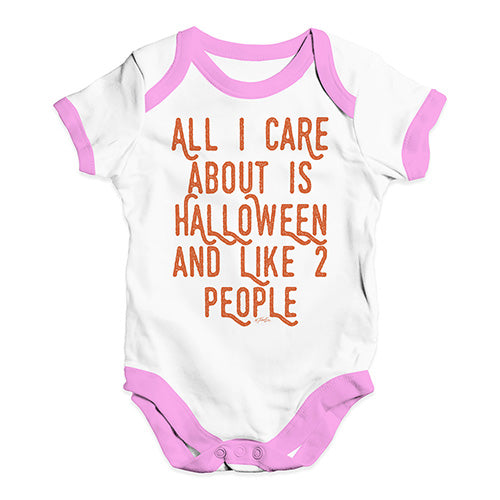 Funny Infant Baby Bodysuit Onesies All I Care About Is Halloween Baby Unisex Baby Grow Bodysuit 18 - 24 Months White Pink Trim