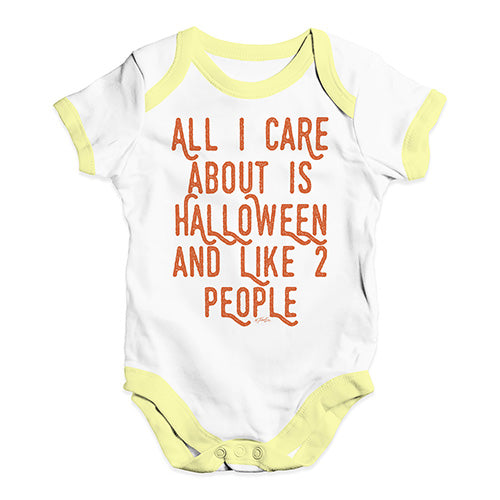 Funny Infant Baby Bodysuit Onesies All I Care About Is Halloween Baby Unisex Baby Grow Bodysuit 0 - 3 Months White Yellow Trim