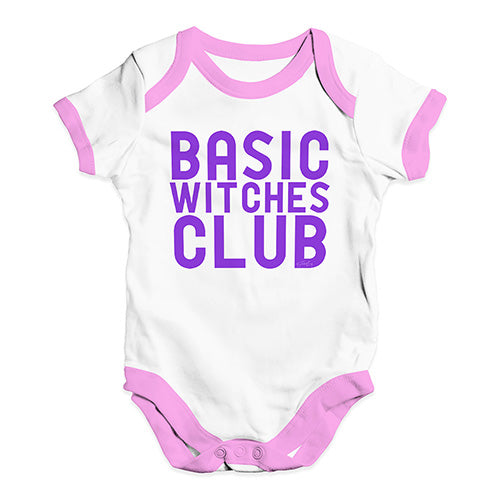 Babygrow Baby Romper Basic Witches Club Baby Unisex Baby Grow Bodysuit 12 - 18 Months White Pink Trim