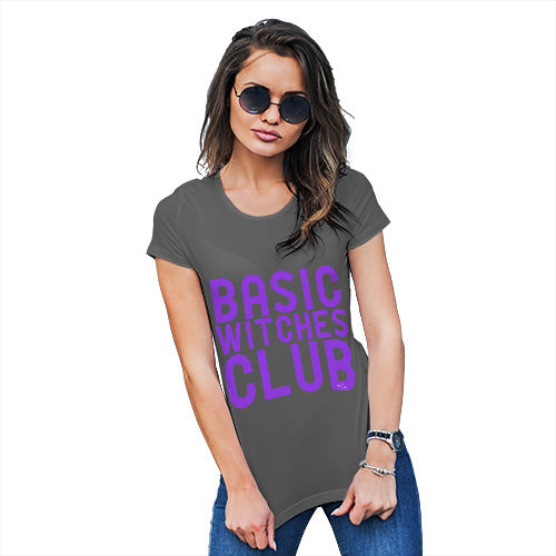 Womens Funny T Shirts Basic Witches Club Women's T-Shirt Large Dark Grey