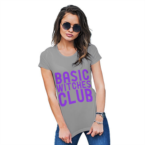 Womens Funny Sarcasm T Shirt Basic Witches Club Women's T-Shirt Medium Light Grey