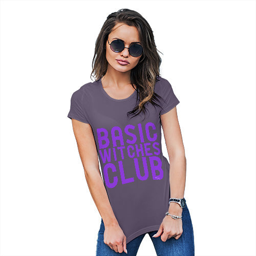 Womens T-Shirt Funny Geek Nerd Hilarious Joke Basic Witches Club Women's T-Shirt Large Plum