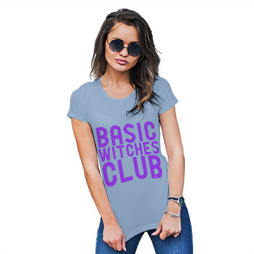 Womens Humor Novelty Graphic Funny T Shirt Basic Witches Club Women's T-Shirt Small Sky Blue
