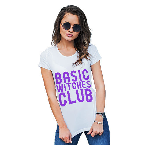 Womens T-Shirt Funny Geek Nerd Hilarious Joke Basic Witches Club Women's T-Shirt X-Large White