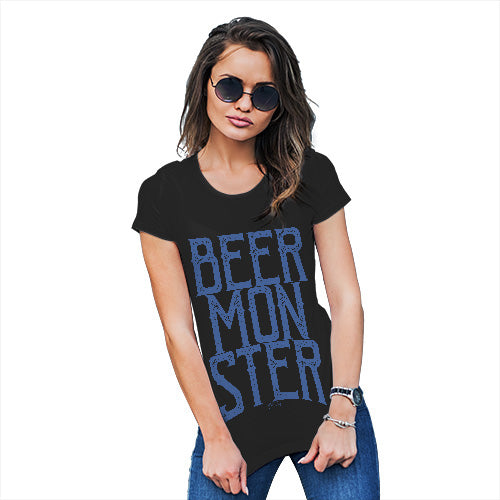 Womens T-Shirt Funny Geek Nerd Hilarious Joke Beer Monster Women's T-Shirt X-Large Black
