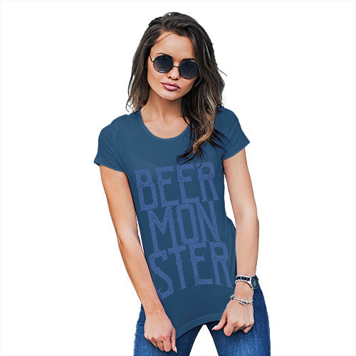 Womens Humor Novelty Graphic Funny T Shirt Beer Monster Women's T-Shirt Large Royal Blue