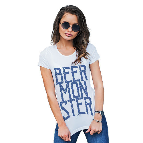Funny T Shirts For Mum Beer Monster Women's T-Shirt X-Large White