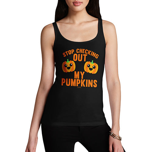 Funny Tank Top For Mum Checking Out My Pumpkins Women's Tank Top Large Black