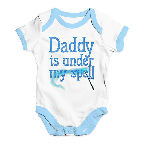 Bodysuit Baby Romper Daddy Is Under My Spell Baby Unisex Baby Grow Bodysuit 18 - 24 Months White Blue Trim
