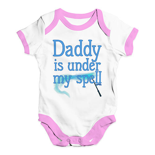 Baby Boy Clothes Daddy Is Under My Spell Baby Unisex Baby Grow Bodysuit 18 - 24 Months White Pink Trim