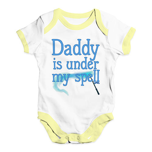 Baby Boy Clothes Daddy Is Under My Spell Baby Unisex Baby Grow Bodysuit 3 - 6 Months White Yellow Trim