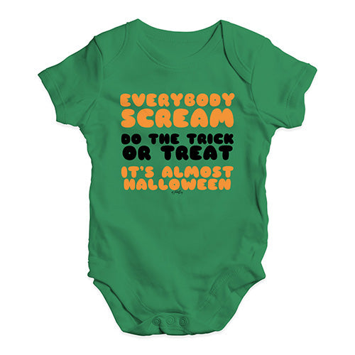 Babygrow Baby Romper Everybody Scream Baby Unisex Baby Grow Bodysuit 12 - 18 Months Green