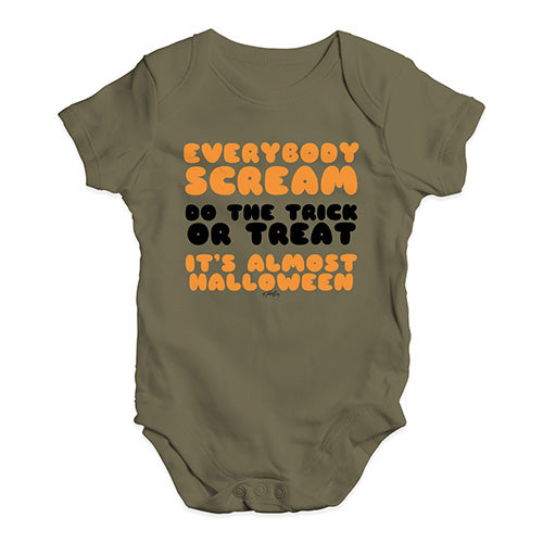 Cute Infant Bodysuit Everybody Scream Baby Unisex Baby Grow Bodysuit 12 - 18 Months Khaki