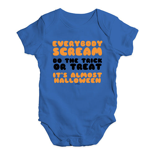 Baby Girl Clothes Everybody Scream Baby Unisex Baby Grow Bodysuit 3 - 6 Months Royal Blue
