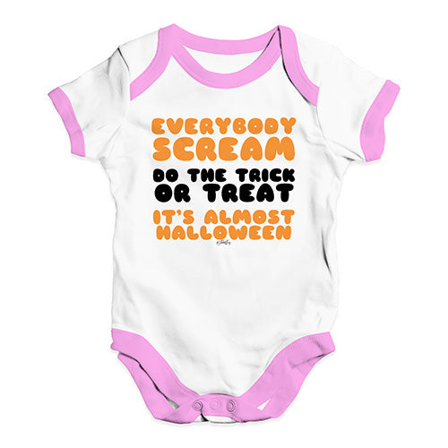 Funny Infant Baby Bodysuit Everybody Scream Baby Unisex Baby Grow Bodysuit 12 - 18 Months White Pink Trim