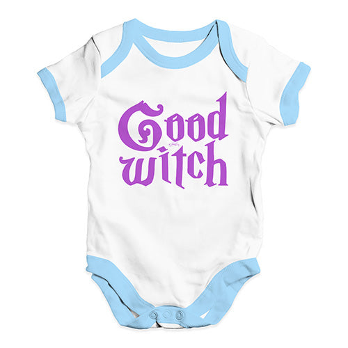 Bodysuit Baby Romper Good Witch Baby Unisex Baby Grow Bodysuit New Born White Blue Trim