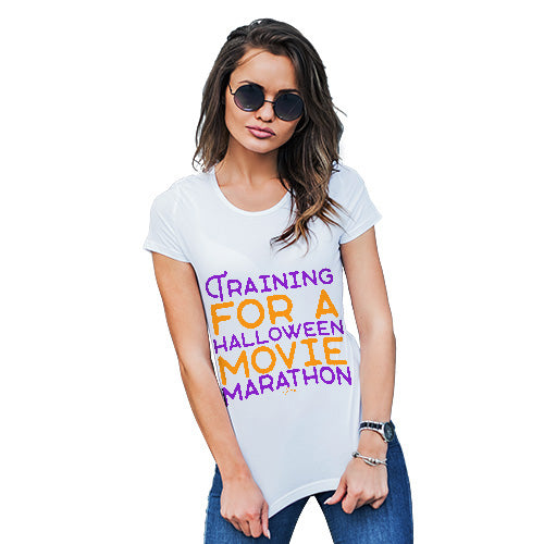 Womens T-Shirt Funny Geek Nerd Hilarious Joke Halloween Movie Marathon Women's T-Shirt X-Large White