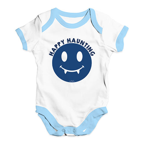 Babygrow Baby Romper Happy Haunting Baby Unisex Baby Grow Bodysuit 0 - 3 Months White Blue Trim
