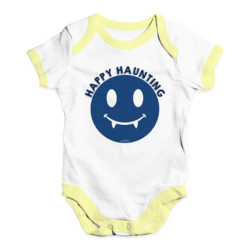 Funny Baby Bodysuits Happy Haunting Baby Unisex Baby Grow Bodysuit 3 - 6 Months White Yellow Trim