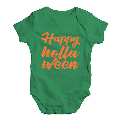 Funny Infant Baby Bodysuit Happy Holla Ween Baby Unisex Baby Grow Bodysuit 6 - 12 Months Green