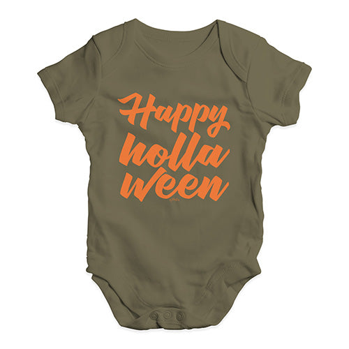 Cute Infant Bodysuit Happy Holla Ween Baby Unisex Baby Grow Bodysuit 6 - 12 Months Khaki