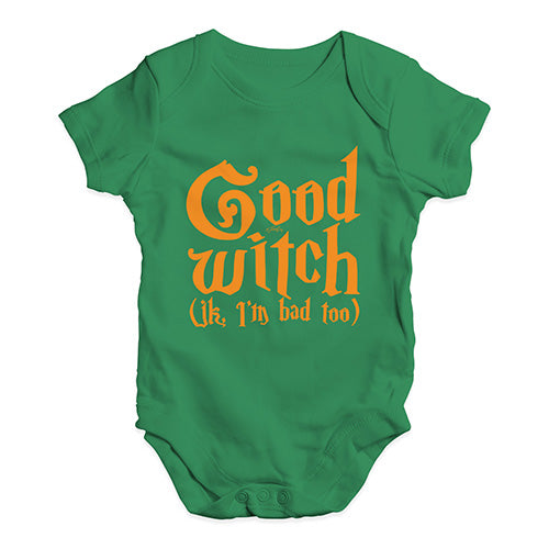 Funny Baby Clothes Good Witch I'm Bad Too Baby Unisex Baby Grow Bodysuit 12 - 18 Months Green