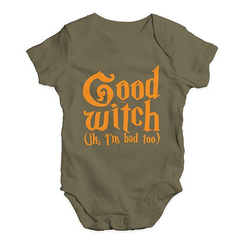 Babygrow Baby Romper Good Witch I'm Bad Too Baby Unisex Baby Grow Bodysuit 12 - 18 Months Khaki