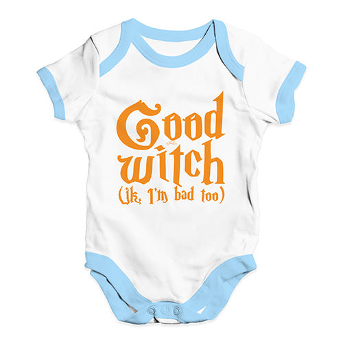 Baby Boy Clothes Good Witch I'm Bad Too Baby Unisex Baby Grow Bodysuit 18 - 24 Months White Blue Trim