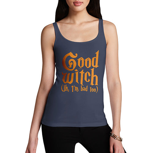 Novelty Tank Top Women Good Witch I'm Bad Too Women's Tank Top X-Large Navy