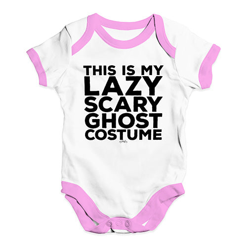 Funny Baby Bodysuits Lazy Scary Ghost Costume Baby Unisex Baby Grow Bodysuit 18 - 24 Months White Pink Trim