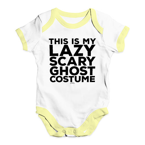 Cute Infant Bodysuit Lazy Scary Ghost Costume Baby Unisex Baby Grow Bodysuit 18 - 24 Months White Yellow Trim