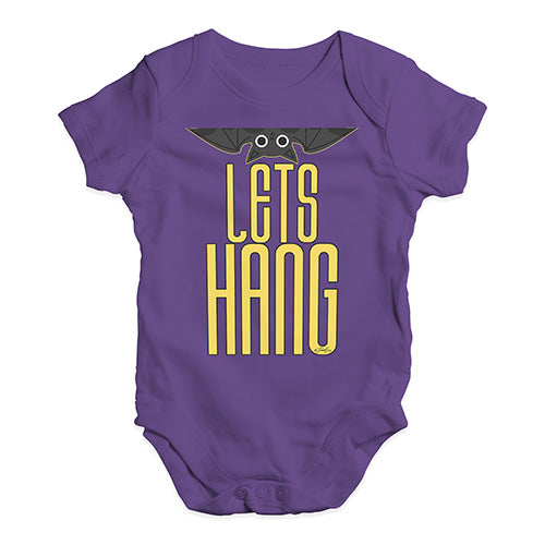 Baby Boy Clothes Let's Hang Bat Baby Unisex Baby Grow Bodysuit New Born Plum