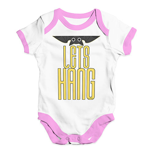 Funny Baby Bodysuits Let's Hang Bat Baby Unisex Baby Grow Bodysuit 18 - 24 Months White Pink Trim