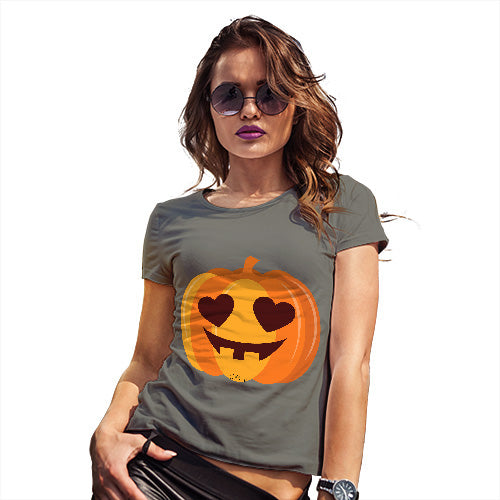 Novelty Tshirts Women Love Pumpkin Women's T-Shirt Small Khaki