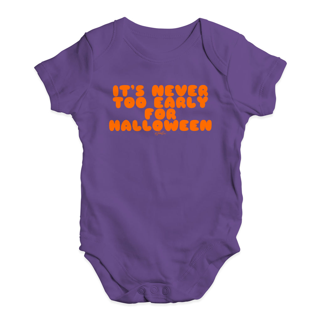 Funny Baby Clothes It's Never Too Early For Halloween Baby Unisex Baby Grow Bodysuit 3 - 6 Months Plum