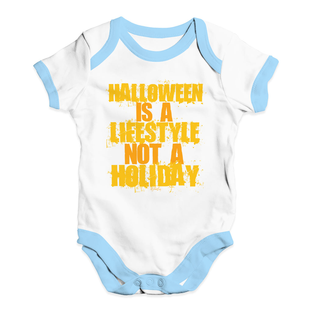 Funny Infant Baby Bodysuit Onesies Halloween Is A Lifestyle Baby Unisex Baby Grow Bodysuit 0 - 3 Months White Blue Trim
