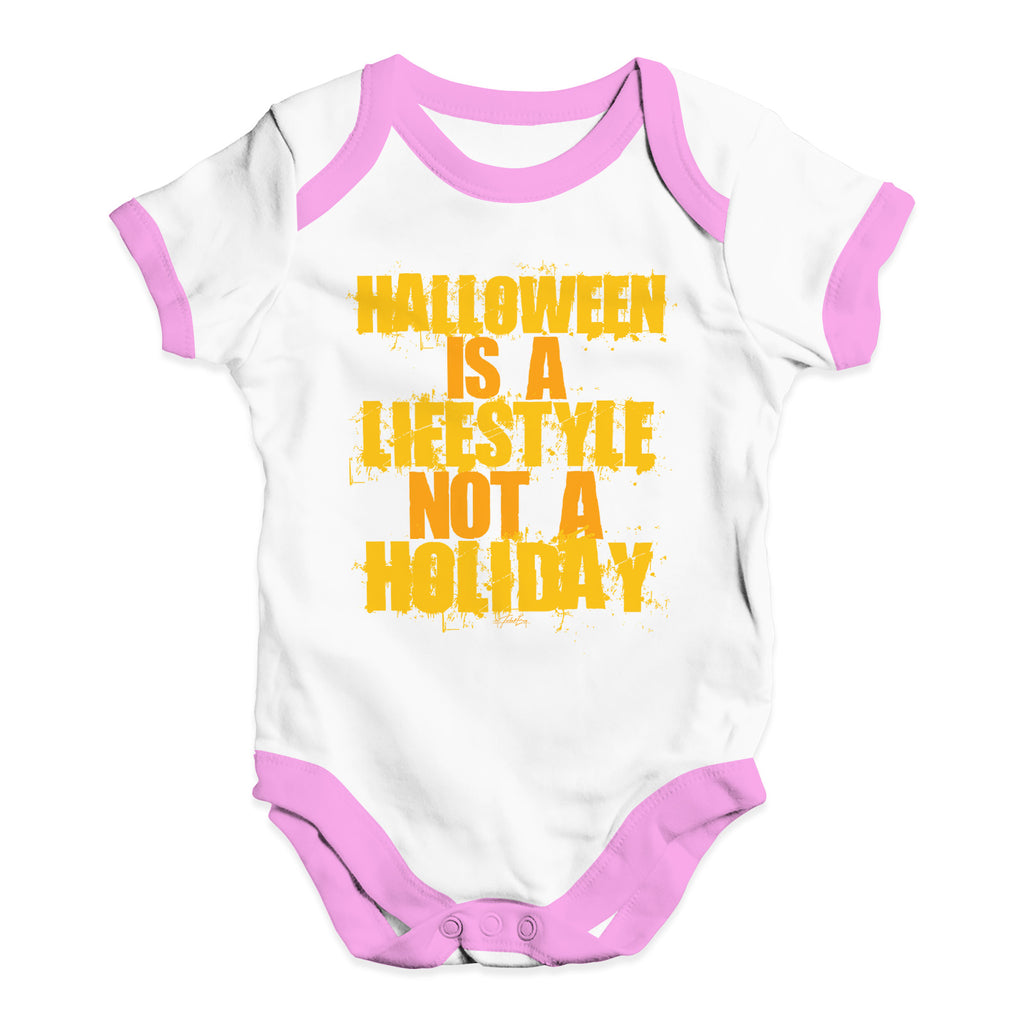 Funny Infant Baby Bodysuit Onesies Halloween Is A Lifestyle Baby Unisex Baby Grow Bodysuit 12 - 18 Months White Pink Trim