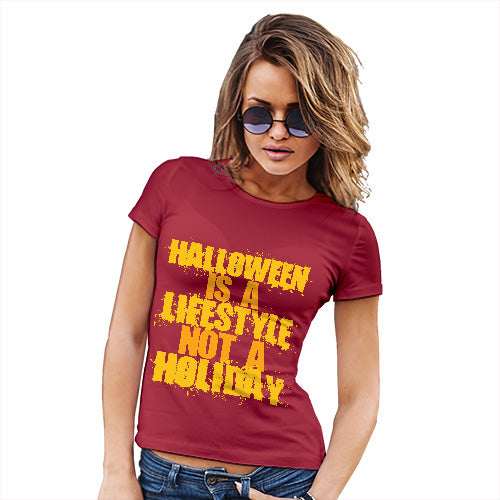 Funny Tee Shirts For Women Halloween Is A Lifestyle Women's T-Shirt X-Large Red