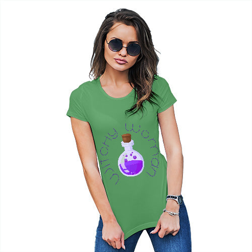 Funny T Shirts For Mom Witchy Woman Women's T-Shirt Large Green
