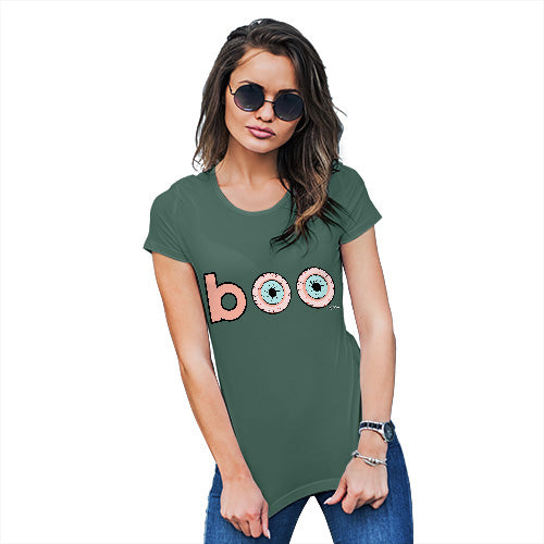 Womens Novelty T Shirt Boo Scared Women's T-Shirt Small Bottle Green