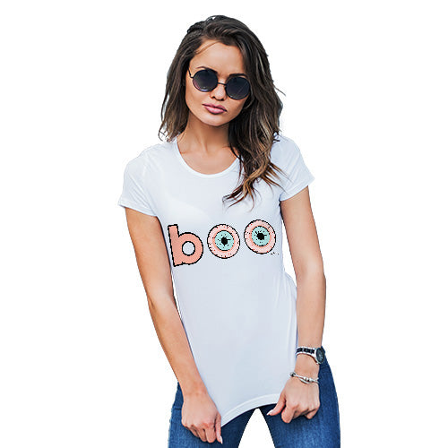 Funny T-Shirts For Women Sarcasm Boo Scared Women's T-Shirt Medium White